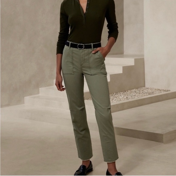 Banana Republic Utility Girlfriend Chino Ankle Pants New Eclipse Coal Size 10 - Picture 2 of 13